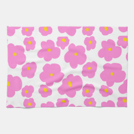 Rosa gult daisy blomma modern elegant mönster kökshandduk