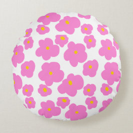 Rosa gult daisy blomma modern elegant mönster rund kudde