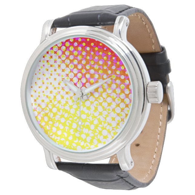 Rosa Gult Dot Mönster Design Watch Armbandsur (Vinklad)