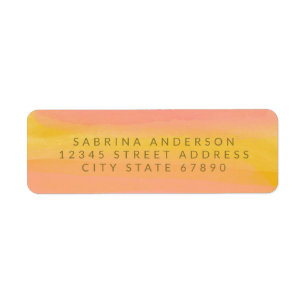 Rosa Gult Elegant VattenfärgReturadress Returadress Etikett