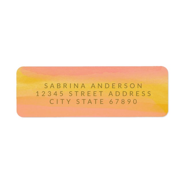 Rosa Gult Elegant VattenfärgReturadress Returadress Etikett (Framsidan)