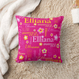 Rosa gult-flickor namn Elliana Kudde