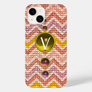 ROSA GULT GEMSTONS OCH MOSAIC CHEVRONS MONOGRAM