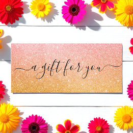 Rosa Gult Glitter Business Gift Certificate
