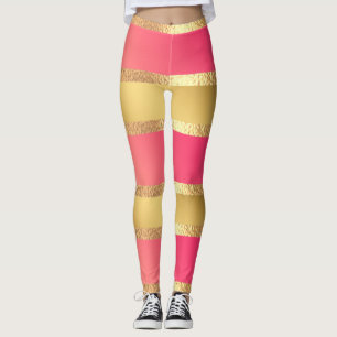 Rosa Gult Golden rand Leggings