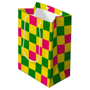 Rosa Gult Grön Rutig Mönsterdesign