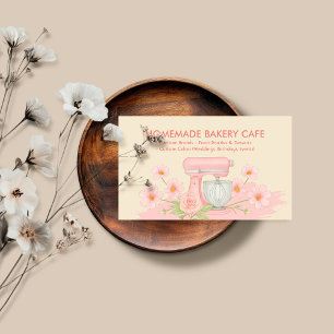 Rosa Gult Grönt Blommigt Bakery Pastry Cake Maker Visitkort
