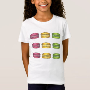 Rosa Gult Grönt Fransk Bakery Macaron Cookie Tee