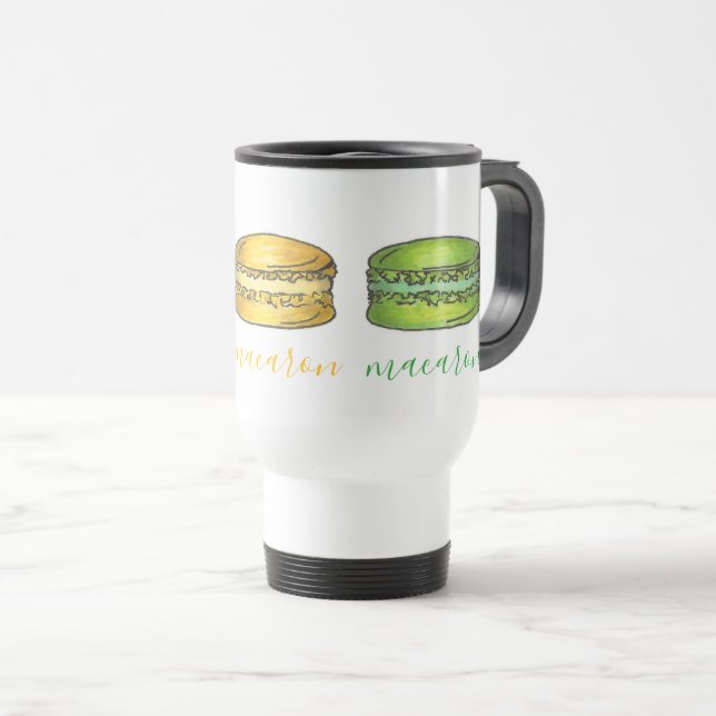 Rosa Gult Grönt Fransk Macaron Macaron Baking Resemugg (Framsida höger)