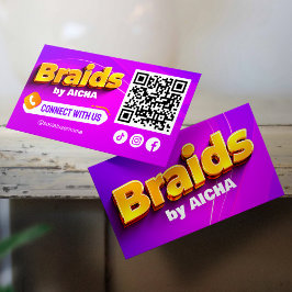 Rosa, Gult Hair Braiding Connect med oss QR-kod Visitkort