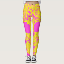 Rosa gult, halmbaljväxter leggings