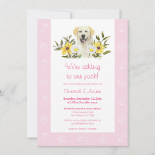Rosa Gult Labrador Hund Baby Shower-inbjudan Inbjudningar