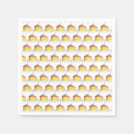 Rosa Gult Lagrar Grattis på födelsedagen Cake Segc Pappersservett