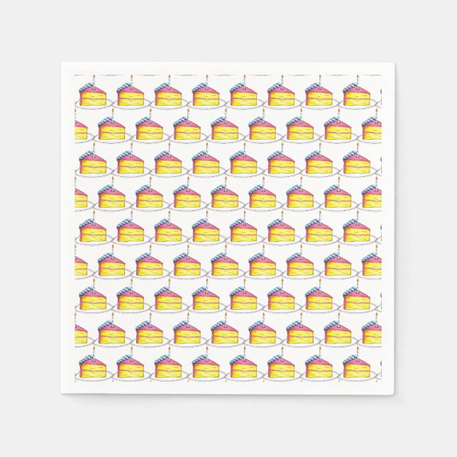 Rosa Gult Lagrar Grattis på födelsedagen Cake Segc Pappersservett (Framsidan)