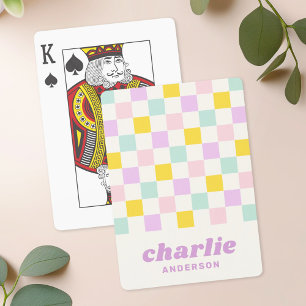 Rosa gult lila blue checkerboard casinokort