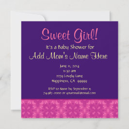 Rosa Gult Lila Sweet Girl Baby Shower M0915 Inbjudningar