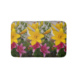 Rosa Gult Lily lillides blommigt Bath Mat Badrumsmatta