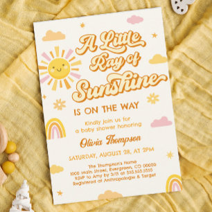 Rosa Gult lite av Sunshine Baby Shower Inbjudningar