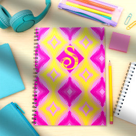 Rosa, Gult, målad romb Spiral-foto, bärbar dator Anteckningsbok