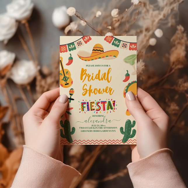 Rosa Gult Mexican Fiesta Möhippa Inbjudningar (Skapare uppladdad)