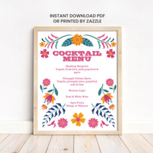 Rosa gult mexikanskt fiesta-barmeny-skylt poster