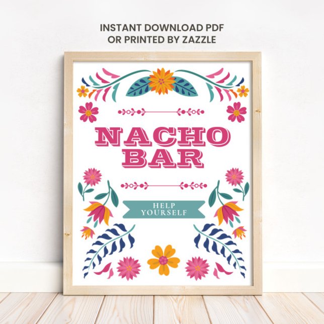 Rosa gult mexikanskt fiesta Nacho Bar-skylt Poster (Skapare uppladdad)