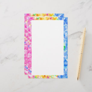 Rosa, Gult och Blåa blommor Brevpapper