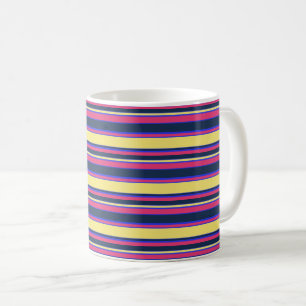 Rosa, gult och blått rand kaffemugg