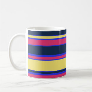 Rosa, gult och blått rand kaffemugg