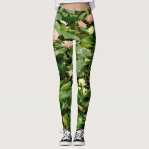 Rosa, gult och grönt för lacy-blommar leggings