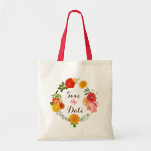 Rosa, Gult och rött krans av blommor Tygkasse