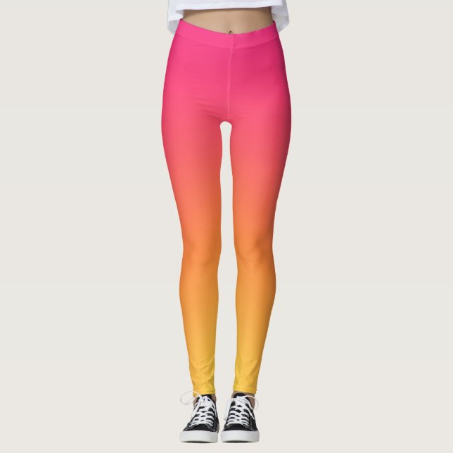 Rosa gult ombre glatt gradient Leggings (Framsida)