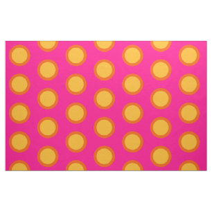 Rosa Gult Orange Polka Punktkammad bomullsstruktur Tyg
