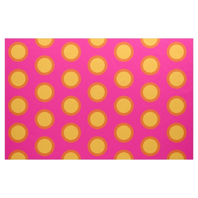 Rosa Gult Orange Polka Punktkammad bomullsstruktur Tyg (Fat Quarter)