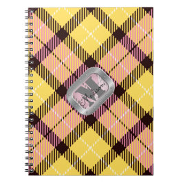 Rosa Gult Play Tartan Metallic Steel Monogram Anteckningsbok