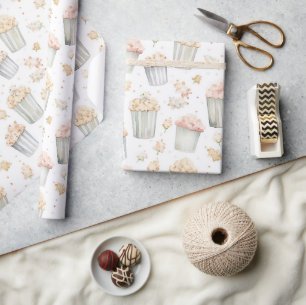 Rosa Gult Popcorn Födelsedag Presentpapper