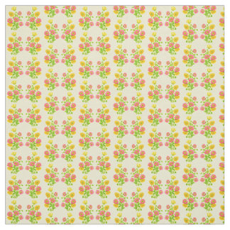 Rosa Gult Poppy Flowers Tyg