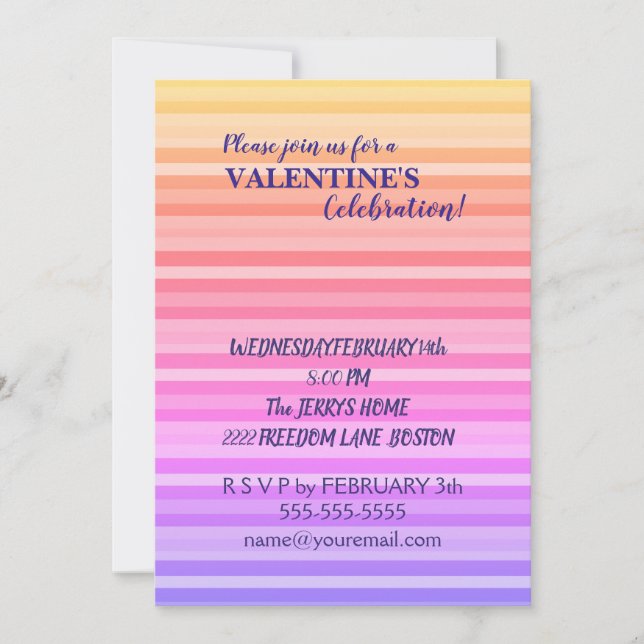 Rosa Gult Rand Valentine-inbjudan Inbjudningar (Framsida)