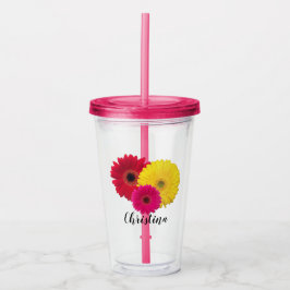 Rosa Gult Red Gerbera Daisy | PERSONLIG Take Away Mugg