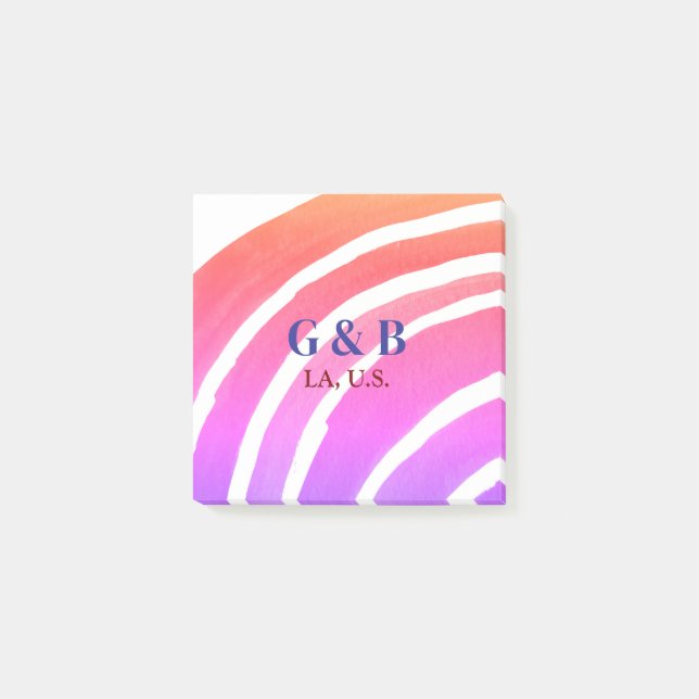 Rosa gult regnbåge lägg till ett par namn ställe s post-it block (Framsida)