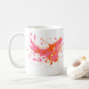 Rosa Gult Stänk Konstnärliga konstnärliga verk Kaffemugg