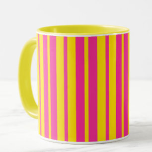 Rosa Gult Stilfull Randigt Mönsterdesign Mugg