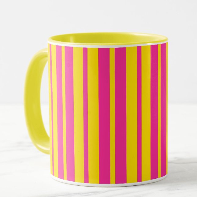 Rosa Gult Stilfull Randigt Mönsterdesign  Mugg (Skapare uppladdad)