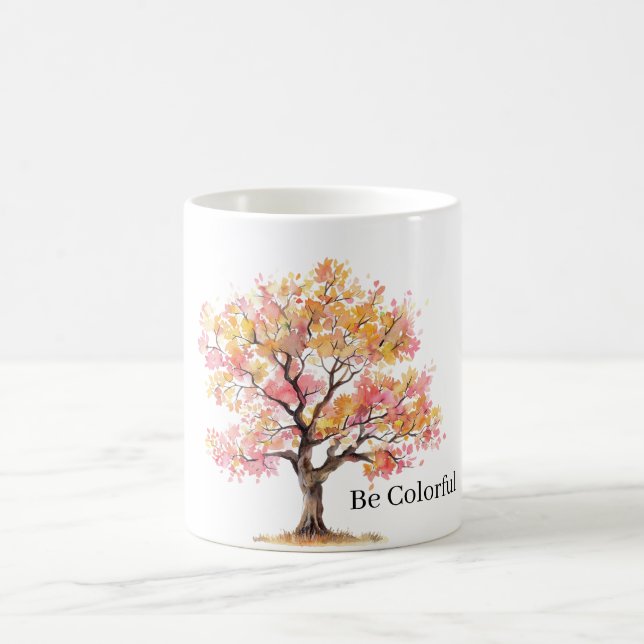 Rosa Gult Träd Kaffemugg (Center)