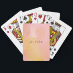 Rosa Gult Vattenfärg Personlig Partgåva Casinokort<br><div class="desc">En vacker kombination av rosa,  gula,  gyllene och orange vattenfärgspinselstråk och organiska,  abstrakta former,  personliggjord med namn eller ord efter eget val.</div>