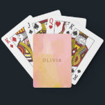 Rosa Gult Vattenfärg Personlig Partgåva Casinokort<br><div class="desc">En vacker kombination av rosa,  gula,  gyllene och orange vattenfärgspinselstråk och organiska,  abstrakta former,  personliggjord med namn eller ord efter eget val.</div>