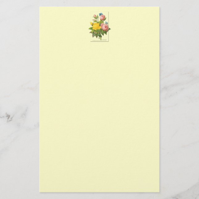 Rosa Gult Vintage Ro Stationery Brevpapper (Framsida)