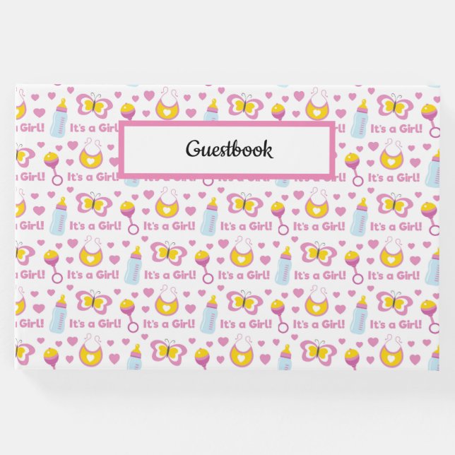 ROSA GULT VIT DESS POSTER I BABY GÄSTBÖCKER (Framsida)