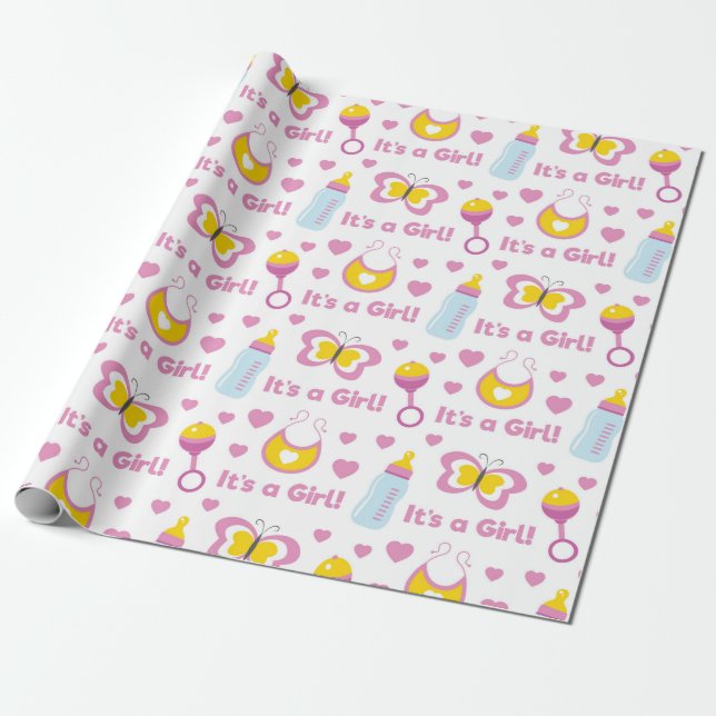 ROSA GULT VIT DESS POSTER I BABY PRESENTPAPPER (Utrullad)