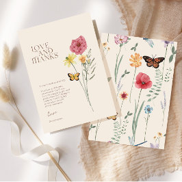 Rosa Gult Wildblomma Kärlek och tack Bröllop Kort